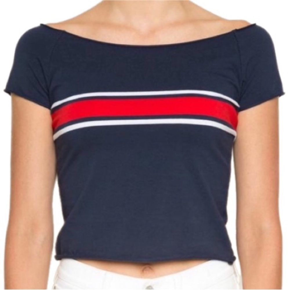 Brandy Melville Red, White, and Blue Striped Top